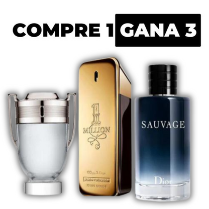 LUXE TRIO PARFUM MEN INVICUS INTENSE + ONE MILLION + SAUVAGE DIOR (50% OFF)