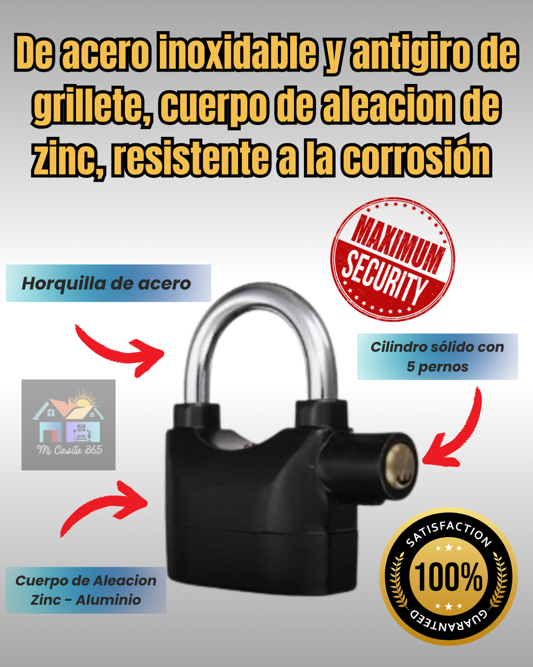 CANDADO CON ALARMA SONIC LOCK