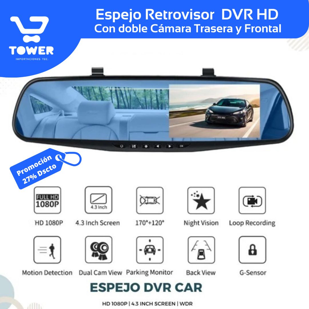 Espejo Retrovisor con Doble cámara